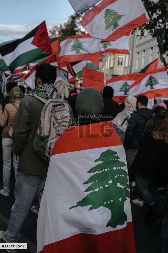 Pro Lebanon And Palestine Protest - Berlin