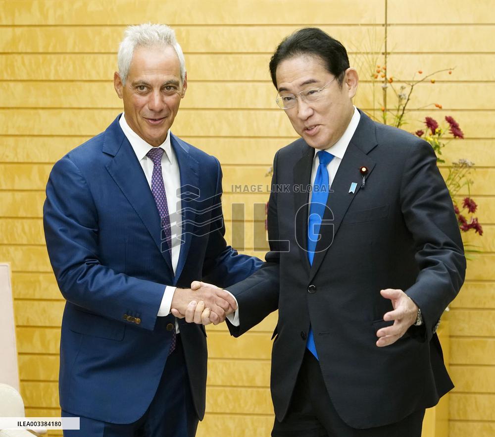 Japan PM Kishida meets U.S. Ambassador to Japan Emanuel