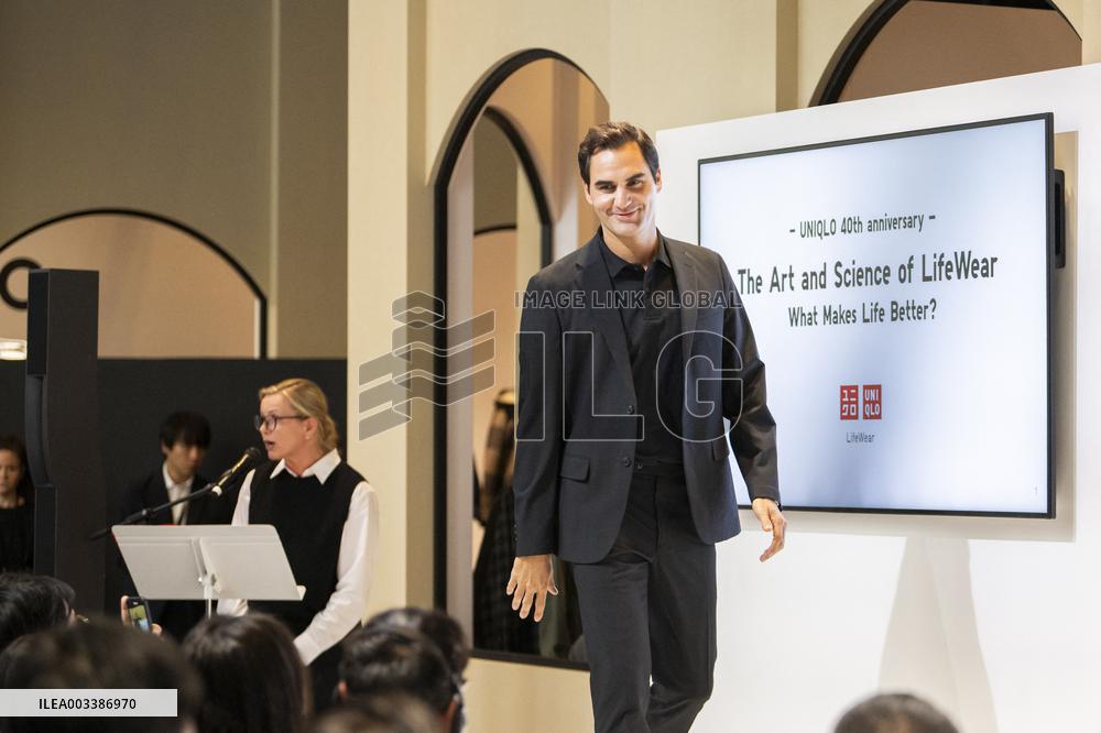 Roger Federer At UNIQLO Press Conference - Paris