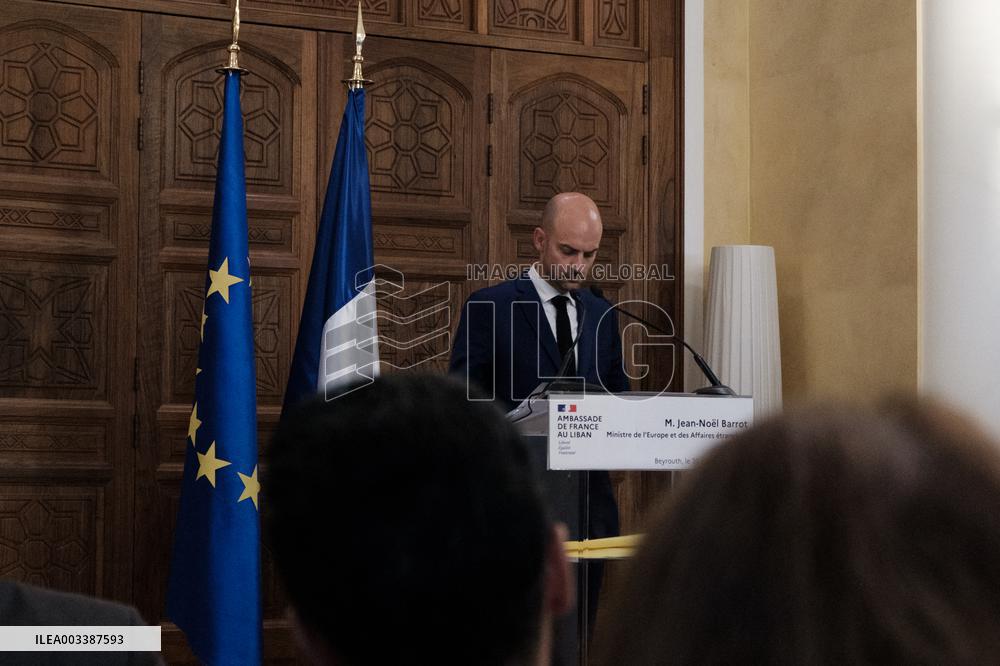 Jean-Noel Barrot Gives Press Conference - Lebanon