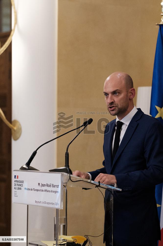 Jean-Noel Barrot Gives Press Conference - Lebanon
