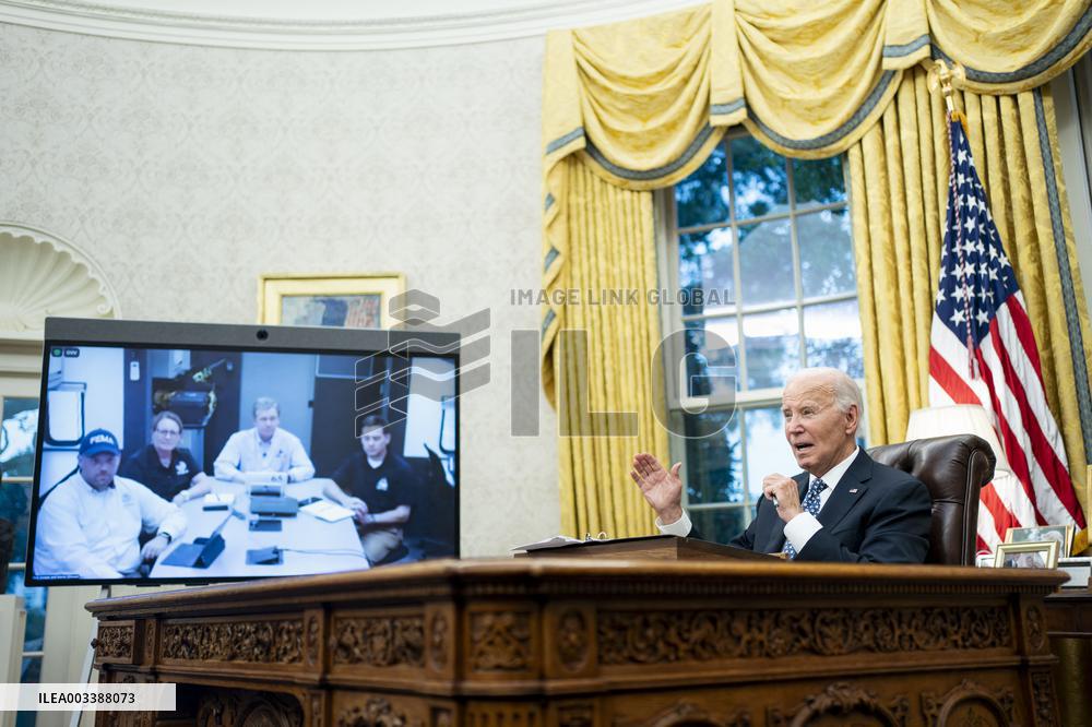 President Biden Recieves Briefing on Repsonse to Hurricane Helene