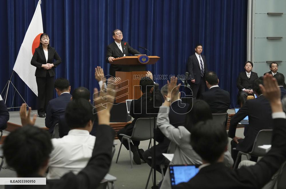New Japan PM Ishiba holds 1st press conference