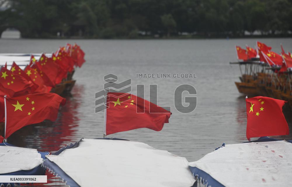 West Lake Flags Fly in Hangzhou
