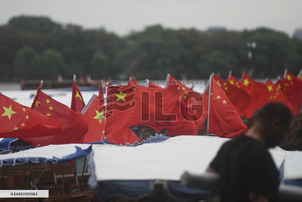 West Lake Flags Fly in Hangzhou