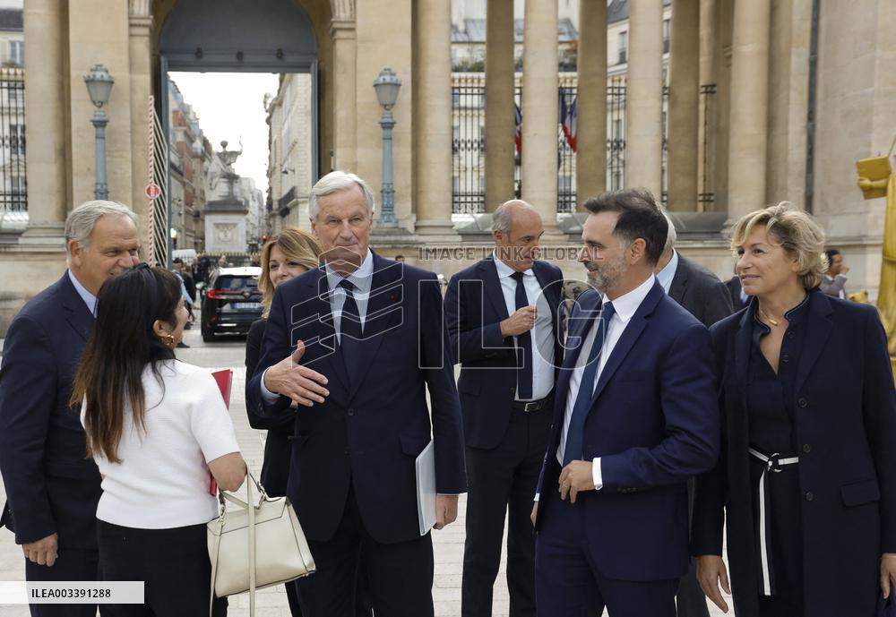 PM Barnier Arrives At National Assembly - Paris