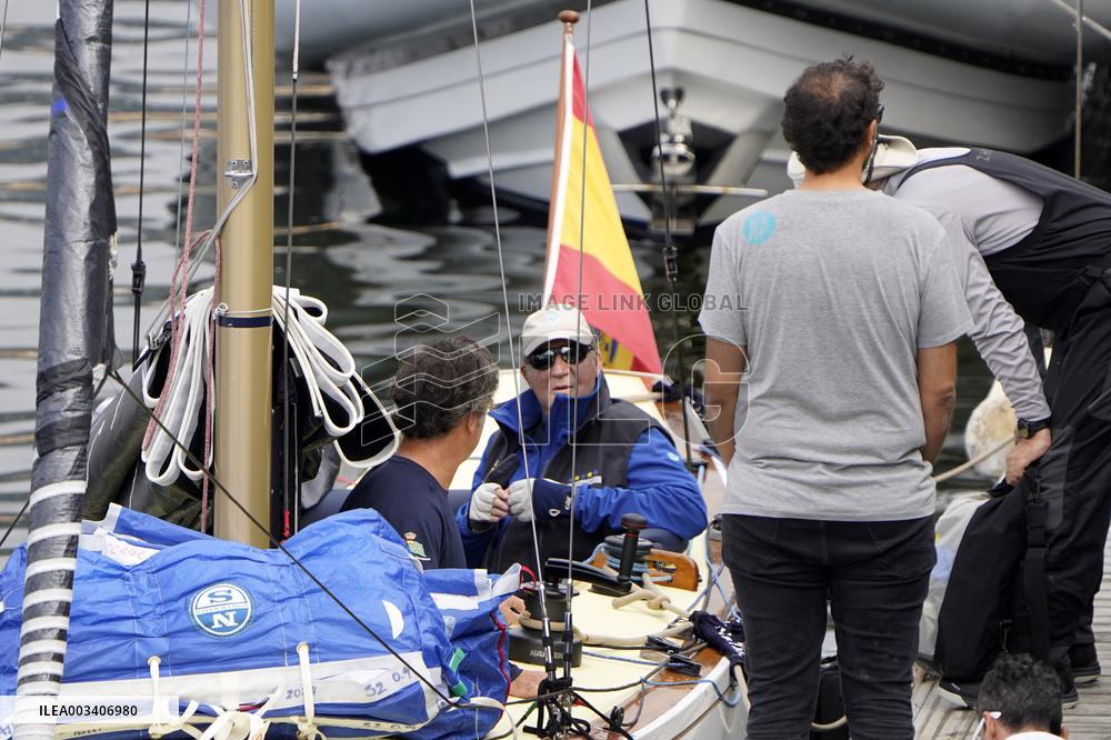 King Juan Carlos And Infante Elena On Arrival At The Marina - Sanxenxo