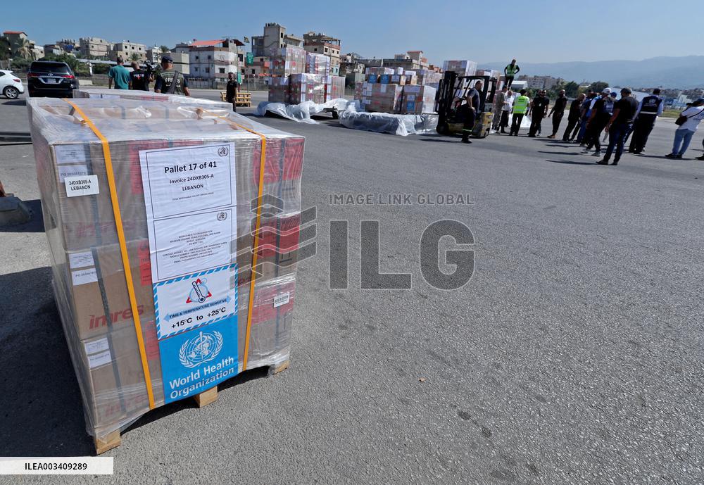 WHO and UNHCR aid and medical supplies arrive in Lebanon