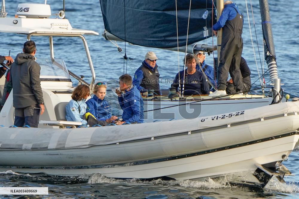King Juan Carlos, Infanta Elena And Laurence Debray At Marina - Spain