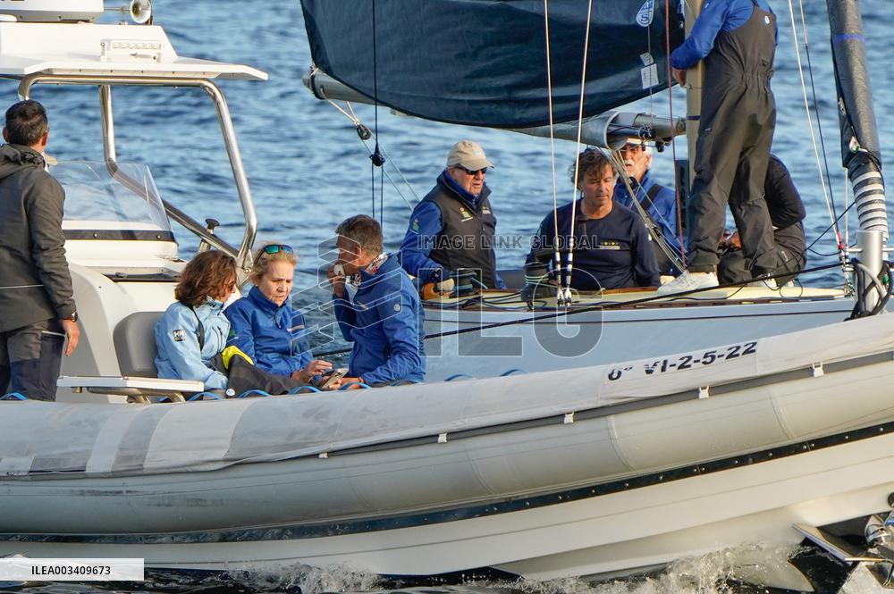 King Juan Carlos, Infanta Elena And Laurence Debray At Marina - Spain
