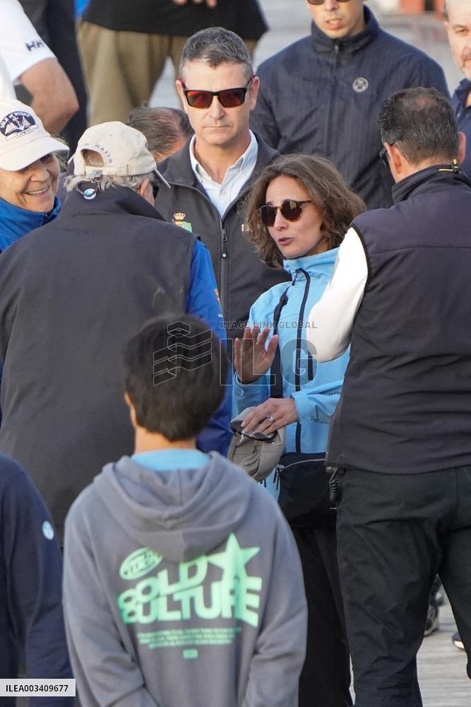 King Juan Carlos, Infanta Elena And Laurence Debray At Marina - Spain