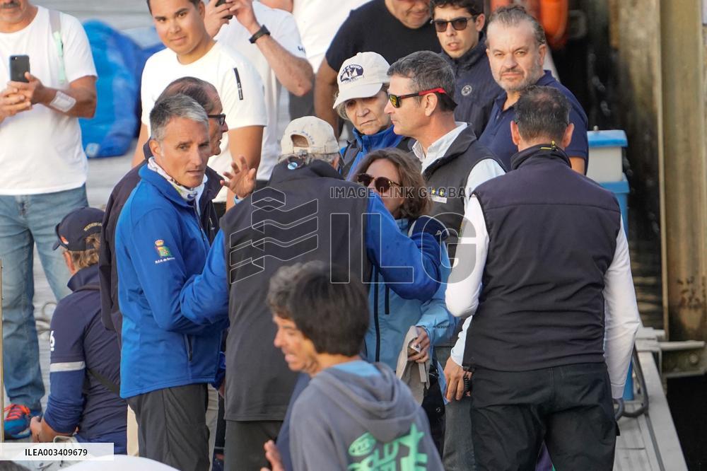 King Juan Carlos, Infanta Elena And Laurence Debray At Marina - Spain
