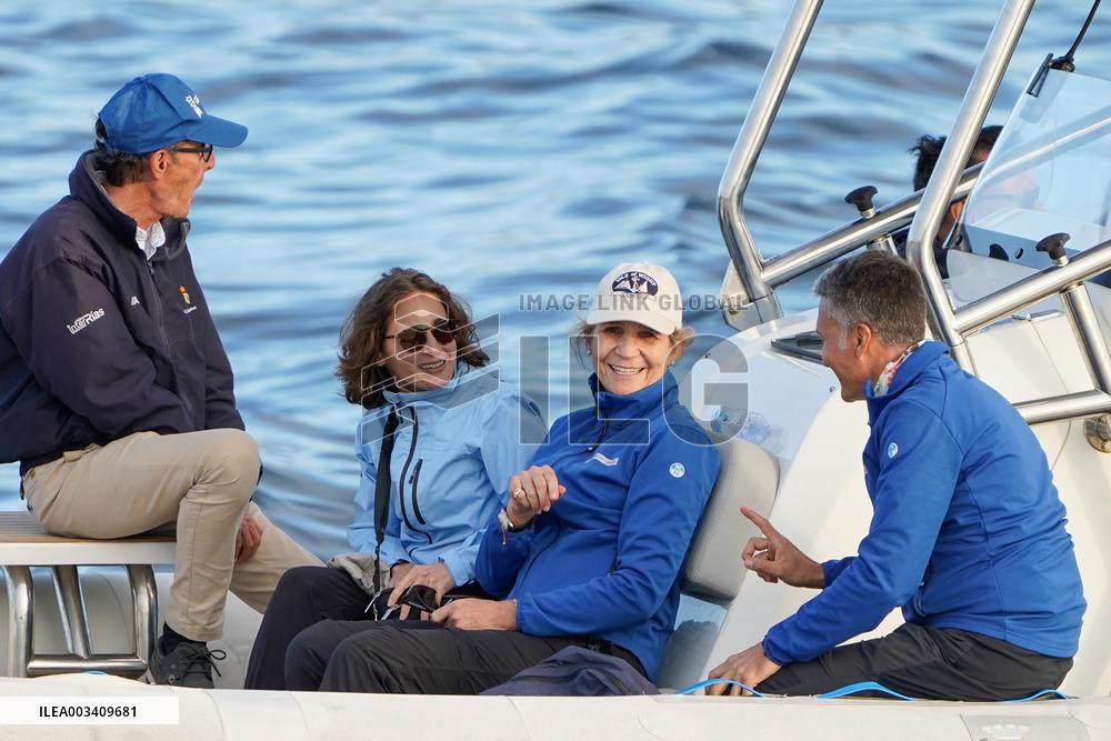 King Juan Carlos, Infanta Elena And Laurence Debray At Marina - Spain