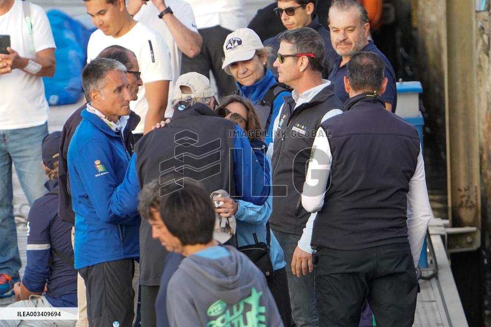 King Juan Carlos, Infanta Elena And Laurence Debray At Marina - Spain