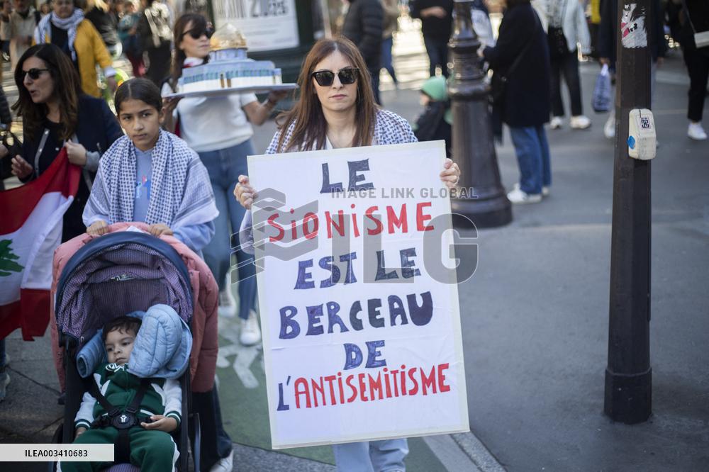 Demonstration In Support Of Lebanon And Palestine - Paris