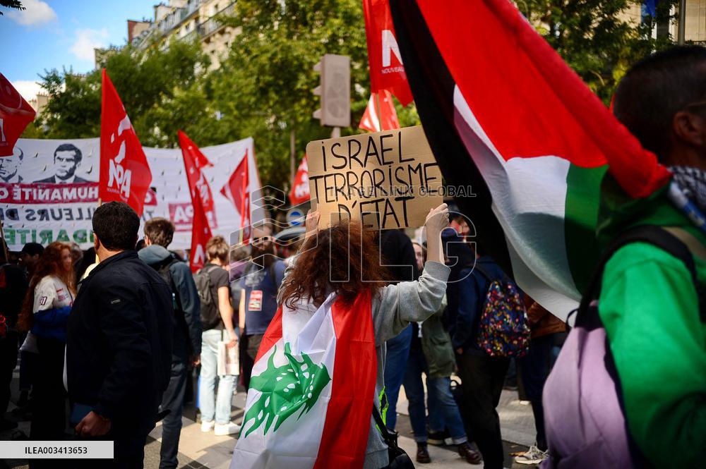 Demonstration In Support Of Lebanon And Palestine - Paris
