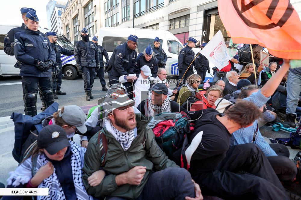 Greta Thunberg at Blockade In Central Brussels Against Fossil Fuel Subsidies