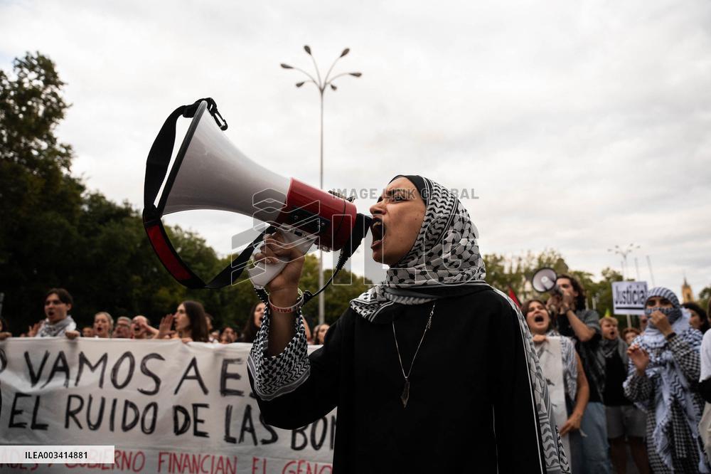 Pro-Palestinian Protest Marks 1st Year Of Gaza War  - Madrid