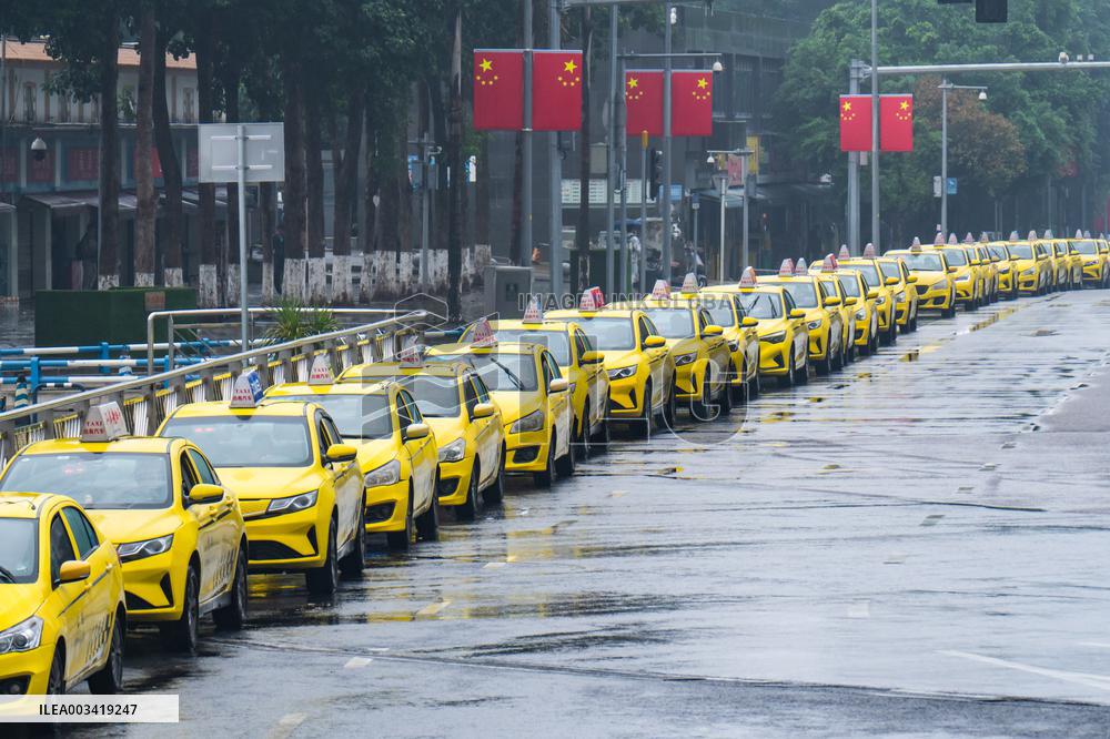 Taxis Line Up Outside The North Railway Station in Chongqing