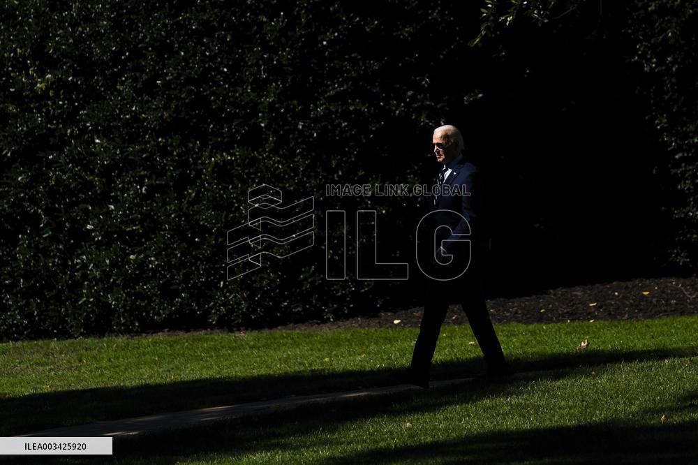 President Joe Biden departs the White House