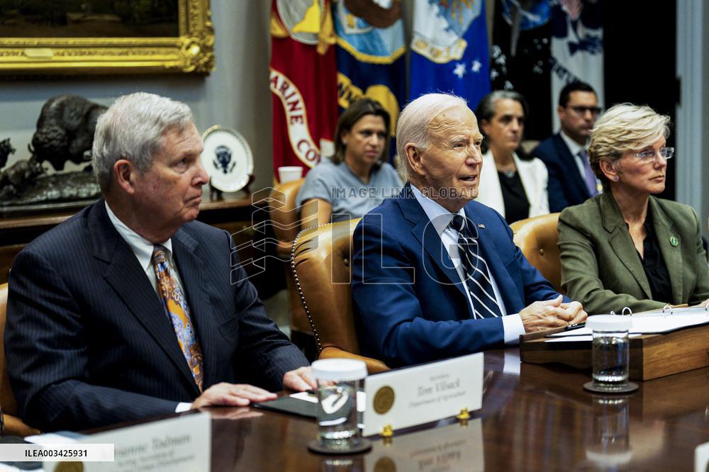 President Biden Attends a Meeting to Discuss Federal Response to Hurricanes - DC