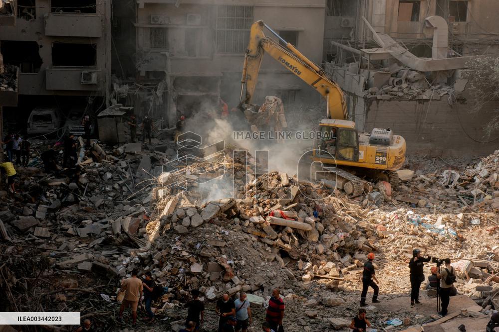 Aftermath Of Israeli Strike On Beirut Kills 22