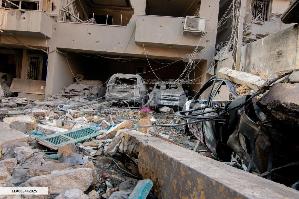 Aftermath Of Israeli Strike On Beirut Kills 22