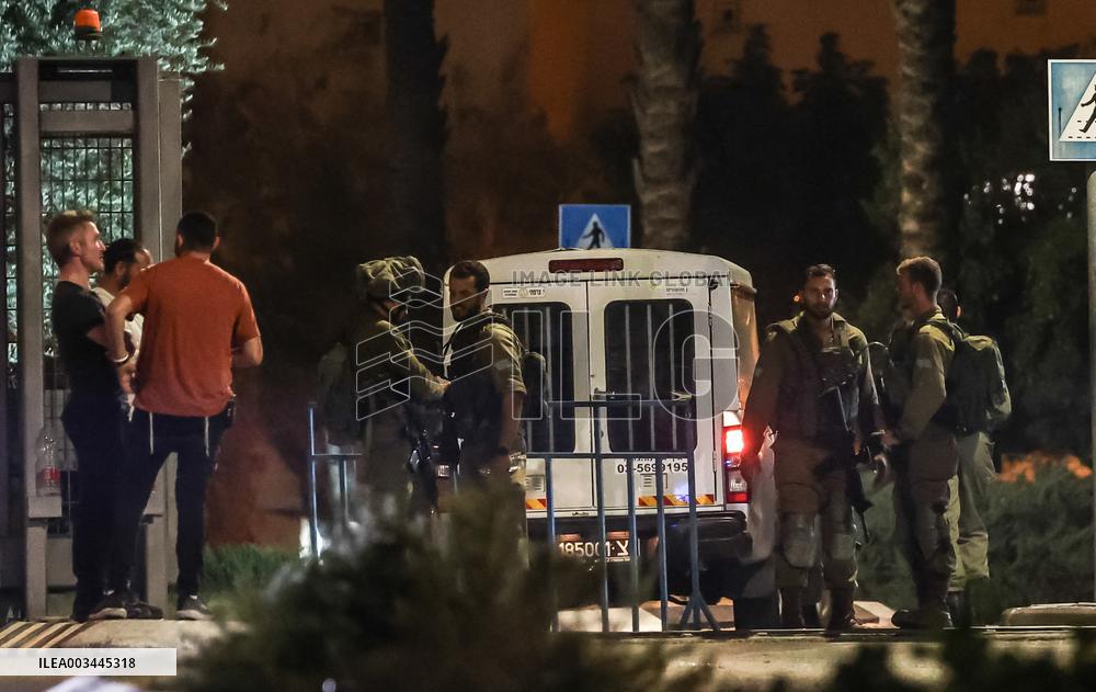 Israeli Security Forces Near The Site Of A Hezbollah's Drone Attack  - Israel