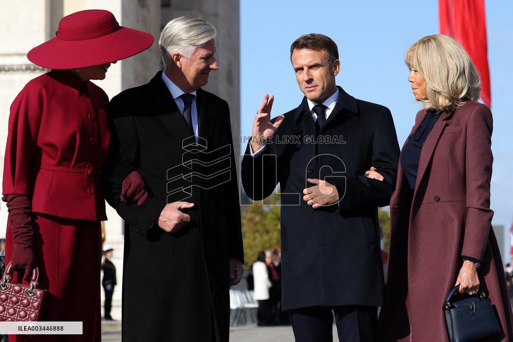 Belgian Royal Couple Attend A Ceremony At The Arc De Triomphe - Paris