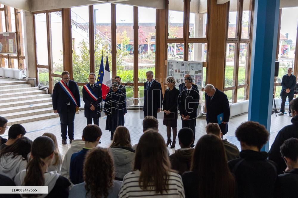 Michel Barnier Pays Tribute to Samuel Paty - Conflans St. Honorine