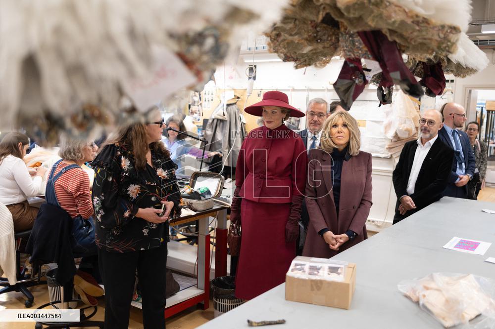 Queen Mathilde and Brigitte Macron visit the Opera Garnier - Paris