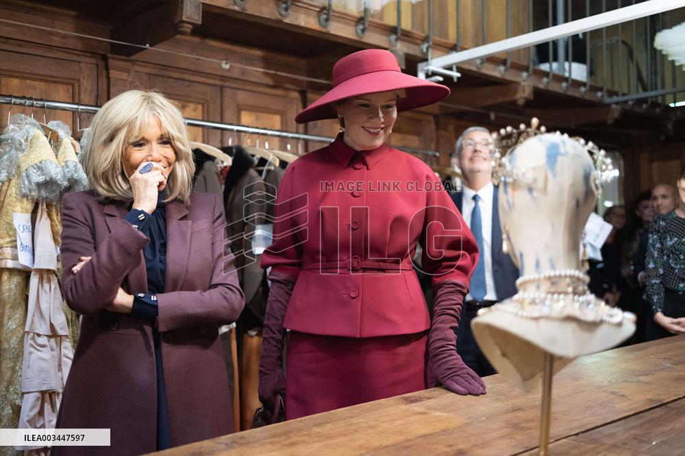 Queen Mathilde and Brigitte Macron visit the Opera Garnier - Paris