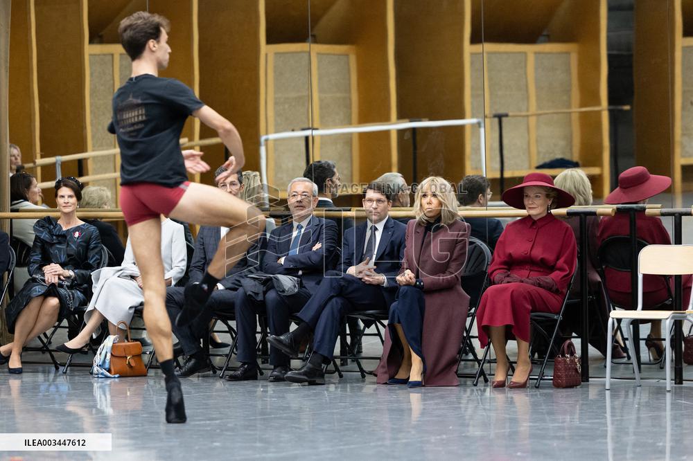 Queen Mathilde and Brigitte Macron visit the Opera Garnier - Paris