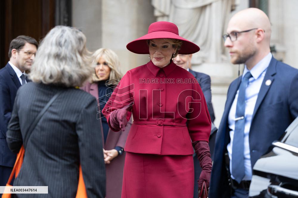 Queen Mathilde and Brigitte Macron visit the Opera Garnier - Paris