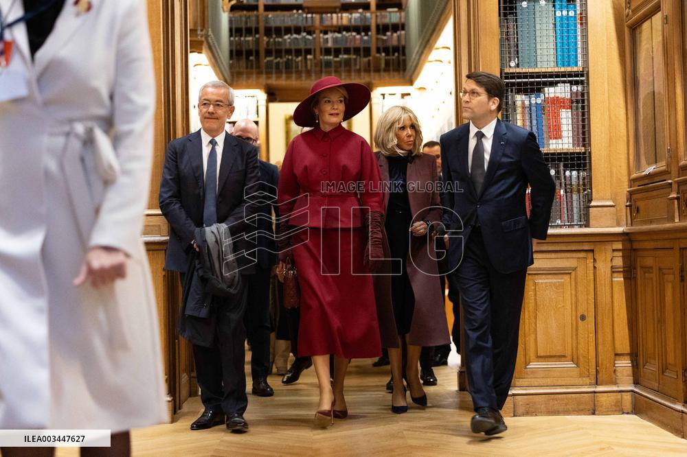 Queen Mathilde and Brigitte Macron visit the Opera Garnier - Paris