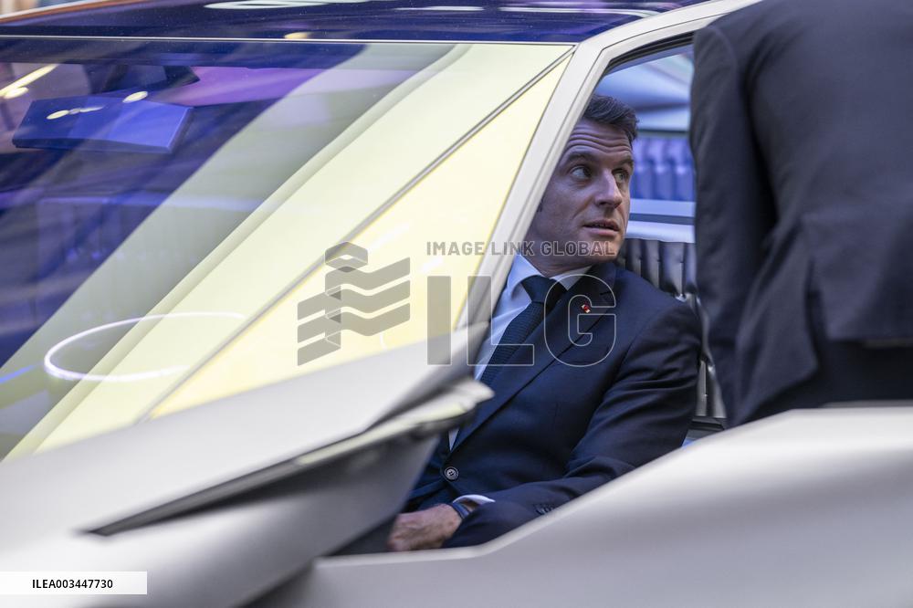 Emmanuel Macron visits the Paris Motor Show