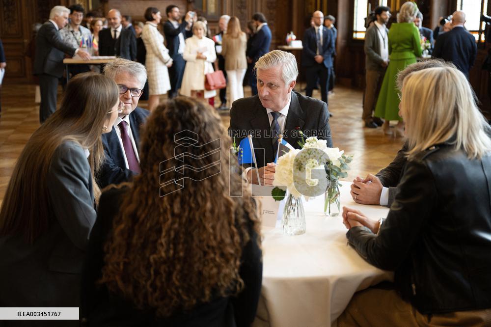 Belgium Royal Couple Visits La Sorbonne - Paris