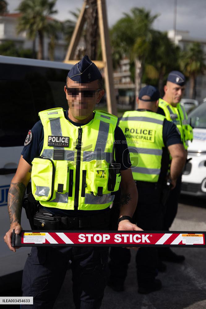Presentation Of The ‘Stop Stick’ Device By Municipal Police - Nice