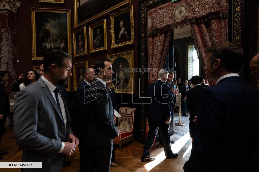 Belgium Royal Couple At Castle of Chantilly