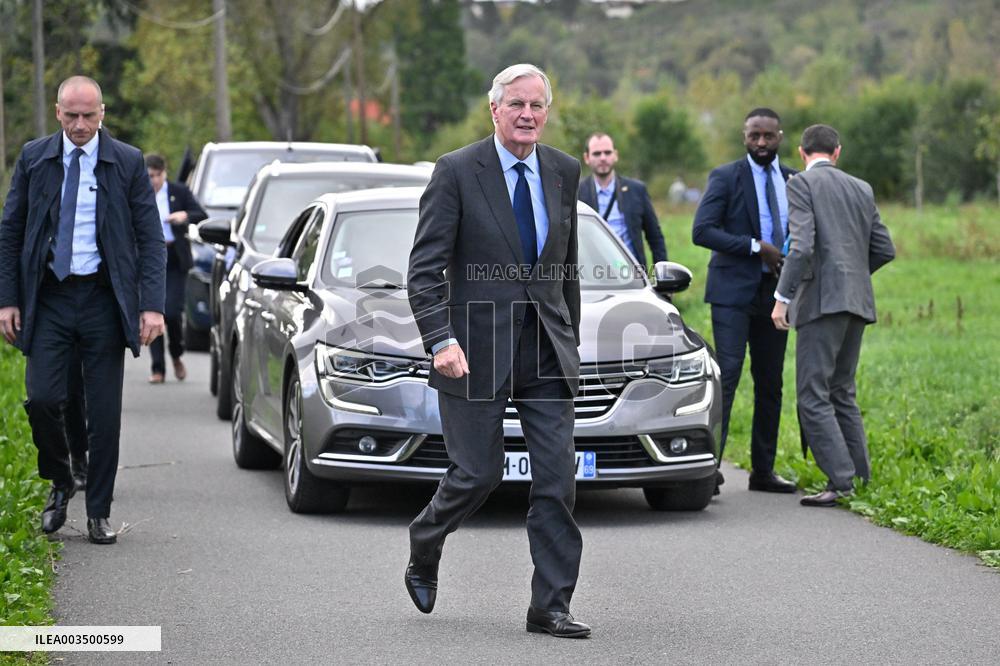 PM Barnier Visits The Rhone After The Storms