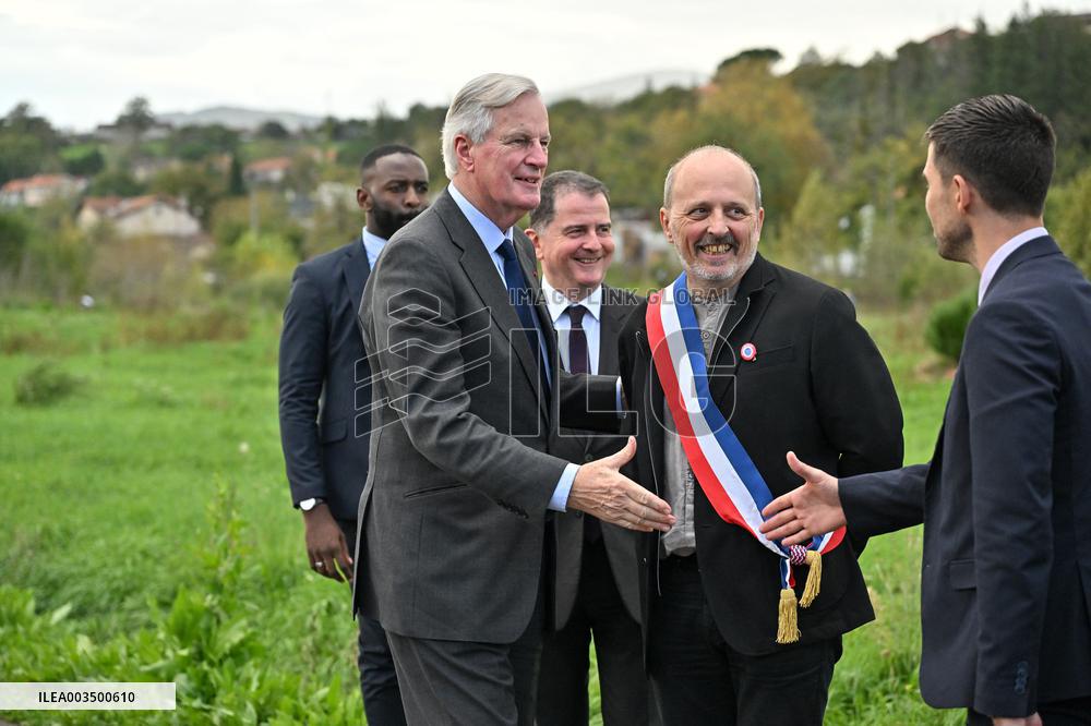 PM Barnier Visits The Rhone After The Storms
