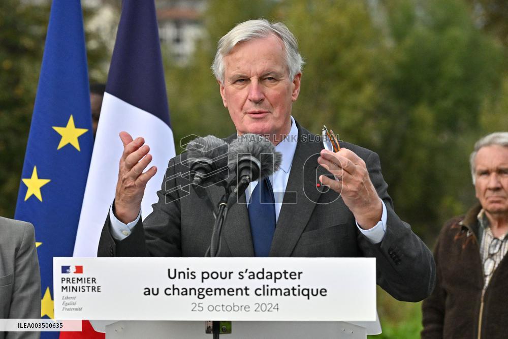 PM Barnier Visits The Rhone After The Storms