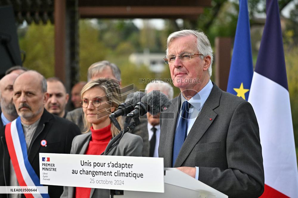 PM Barnier Visits The Rhone After The Storms