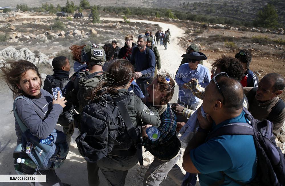 Israeli forces disperse activists who volunteer to pick olives with Palestinians in Bethlehem