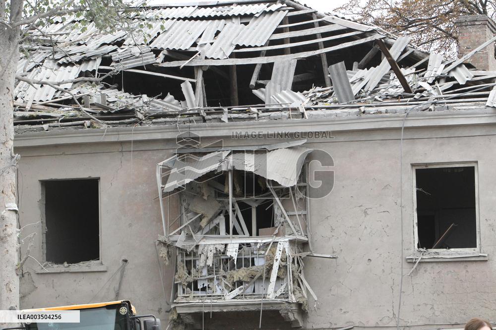 Aftermath of Russian shelling of Dnipros Novokadatskyi district