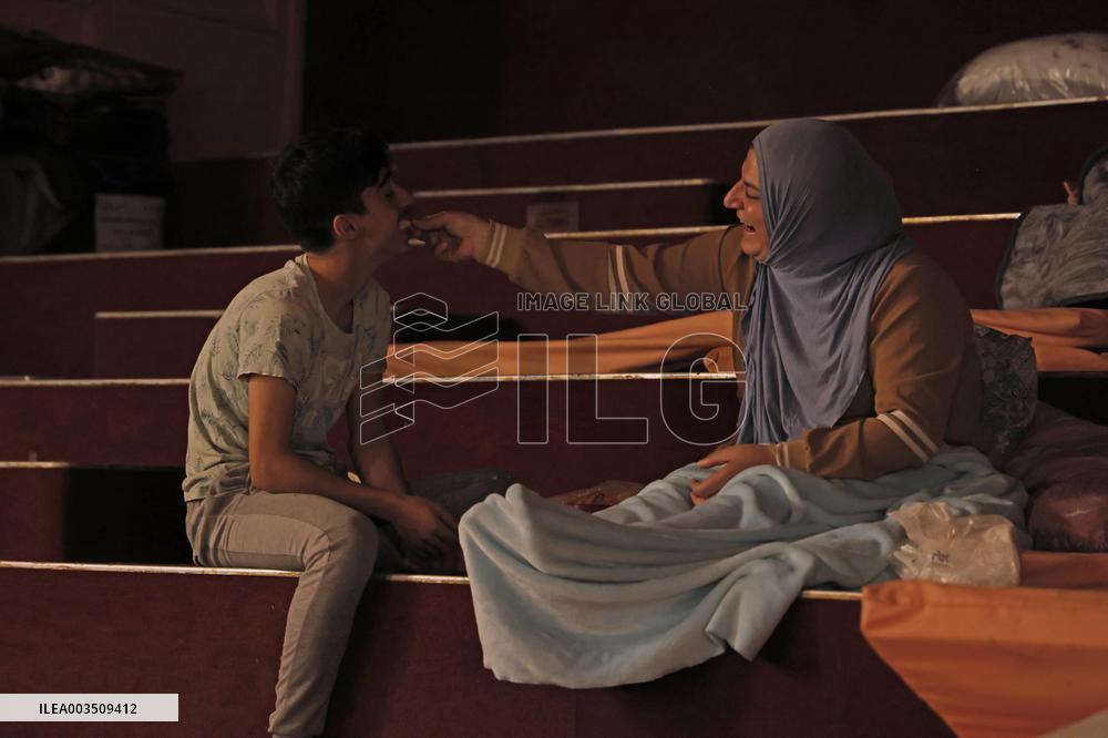 Refugees At The Elysee Theatre In Hamra - Beirut