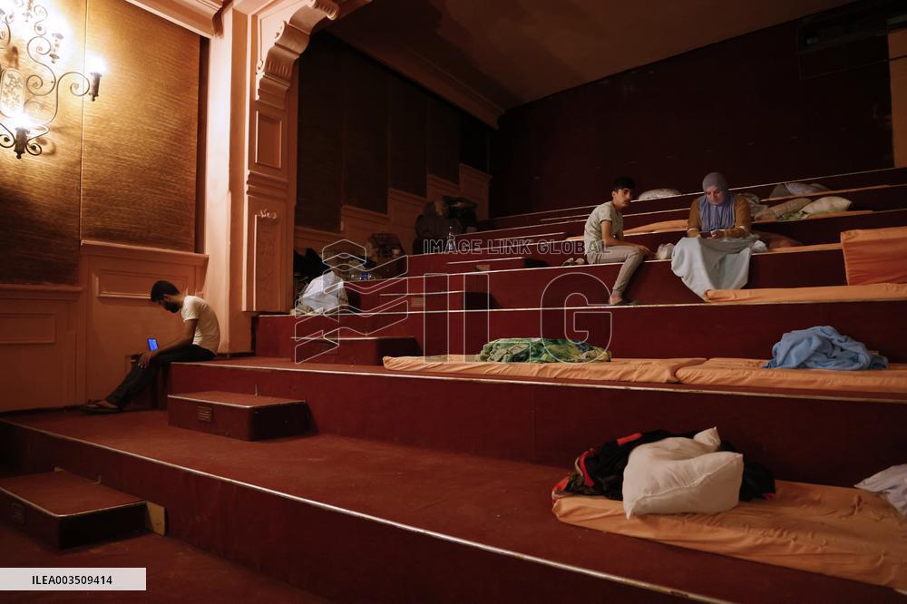 Refugees At The Elysee Theatre In Hamra - Beirut