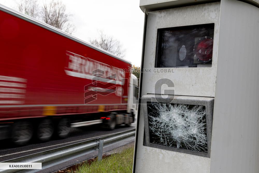 Vandalized traffic camera