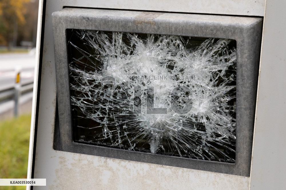 Vandalized traffic camera