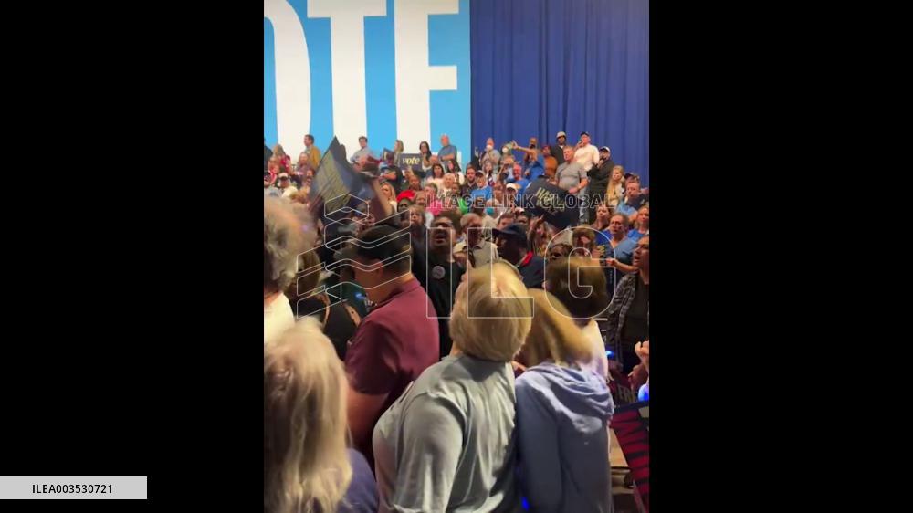 US: Protesters Interrupt Kamal Harris At Rally In Harrisburg, Pennsylvania